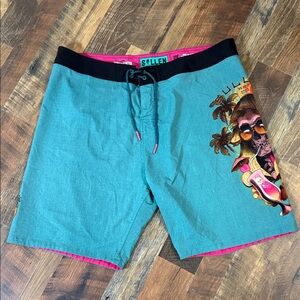 Sullen Art Collective "Sun Bum" Choloha Tropical Reaper Boardshorts - Size 40